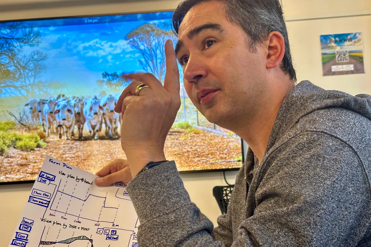 Participant presenting a farm plan sketch