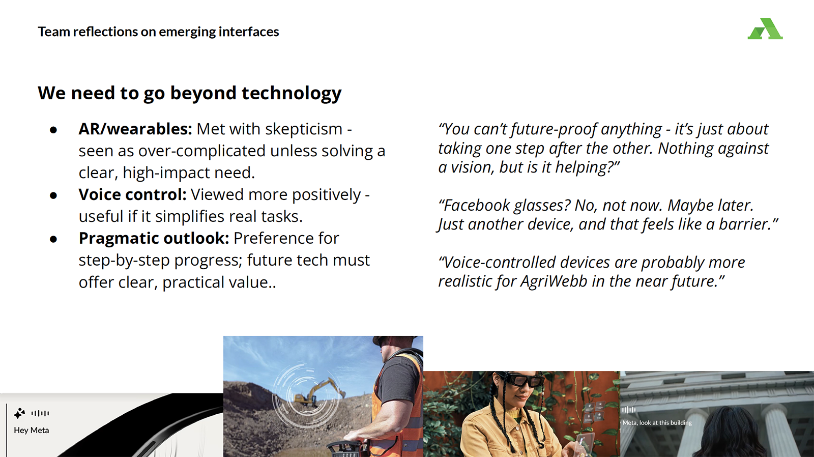 Team reflections on emerging interfaces
