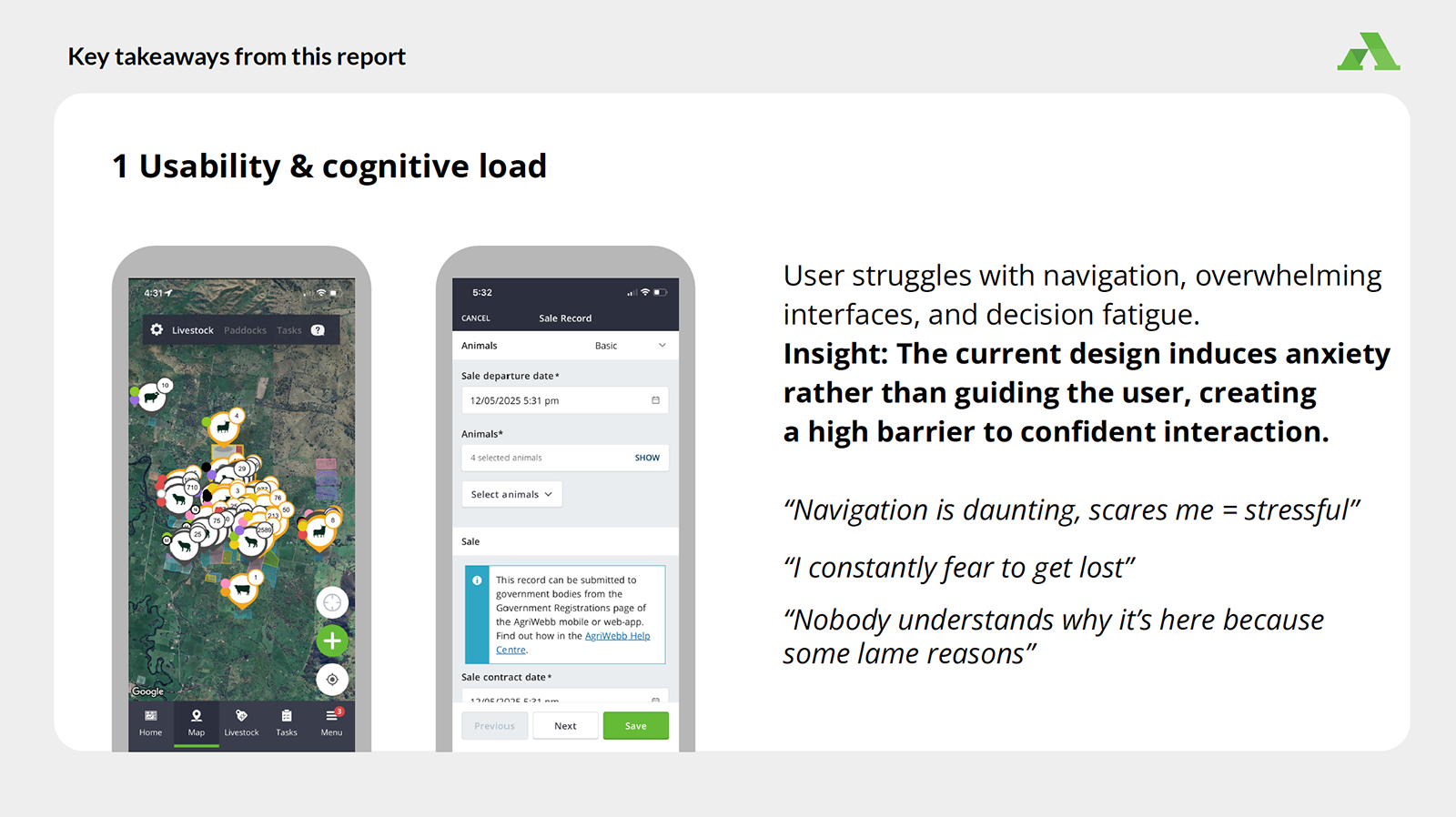 Key takeaway – usability and cognitive load