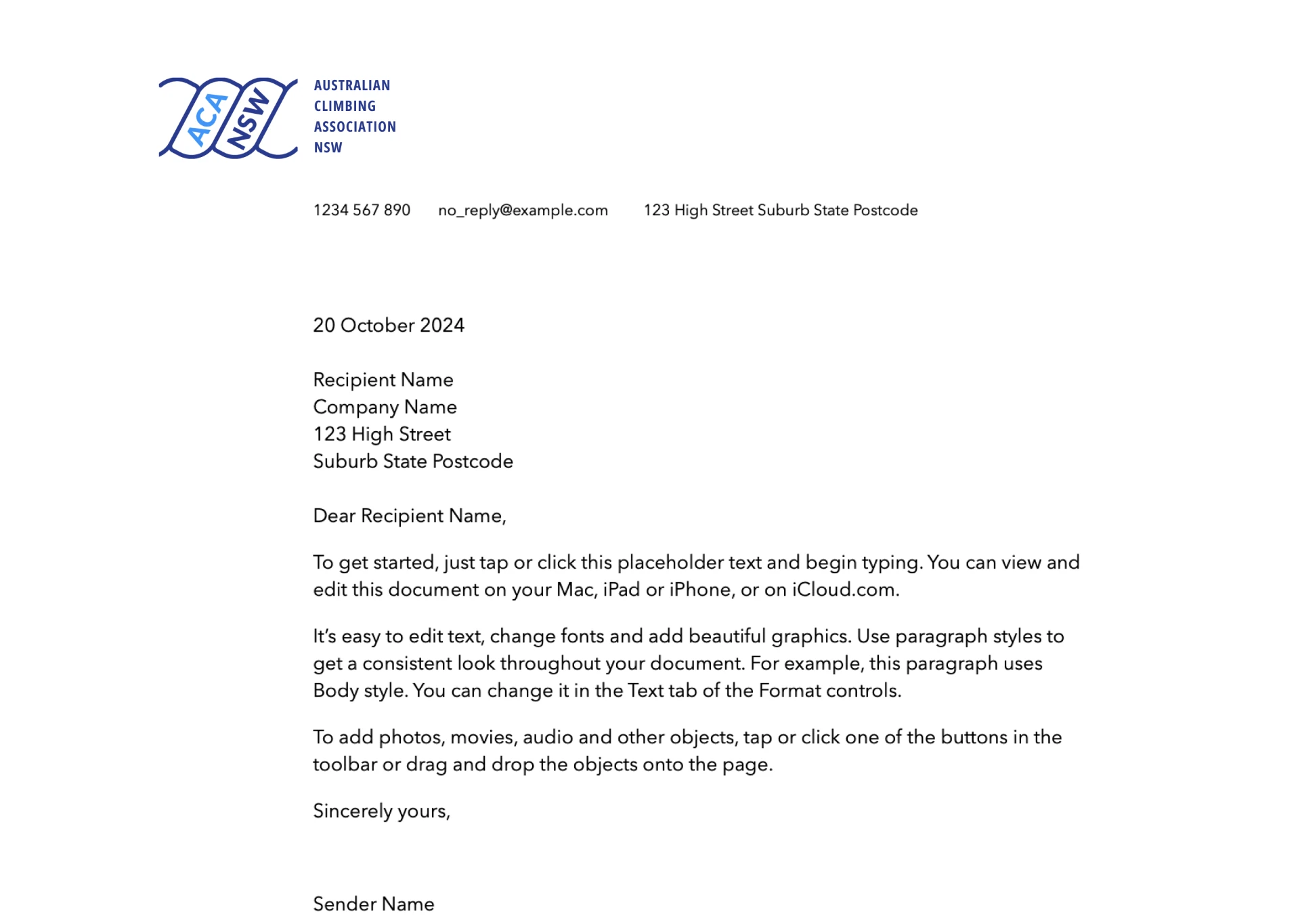 Application – letterhead